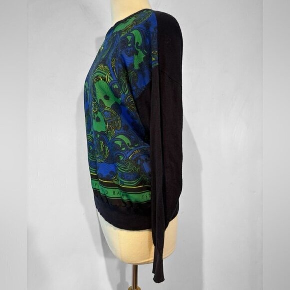 TED BAKER Bekii Stargaze Woven Front Sweater In Dark blue size 3 (US6-8) - Picture 9 of 15